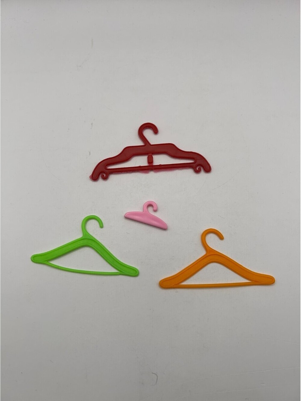 Vintage Barbie Doll Clothes Hangers Lot of 4 Red Orange Green